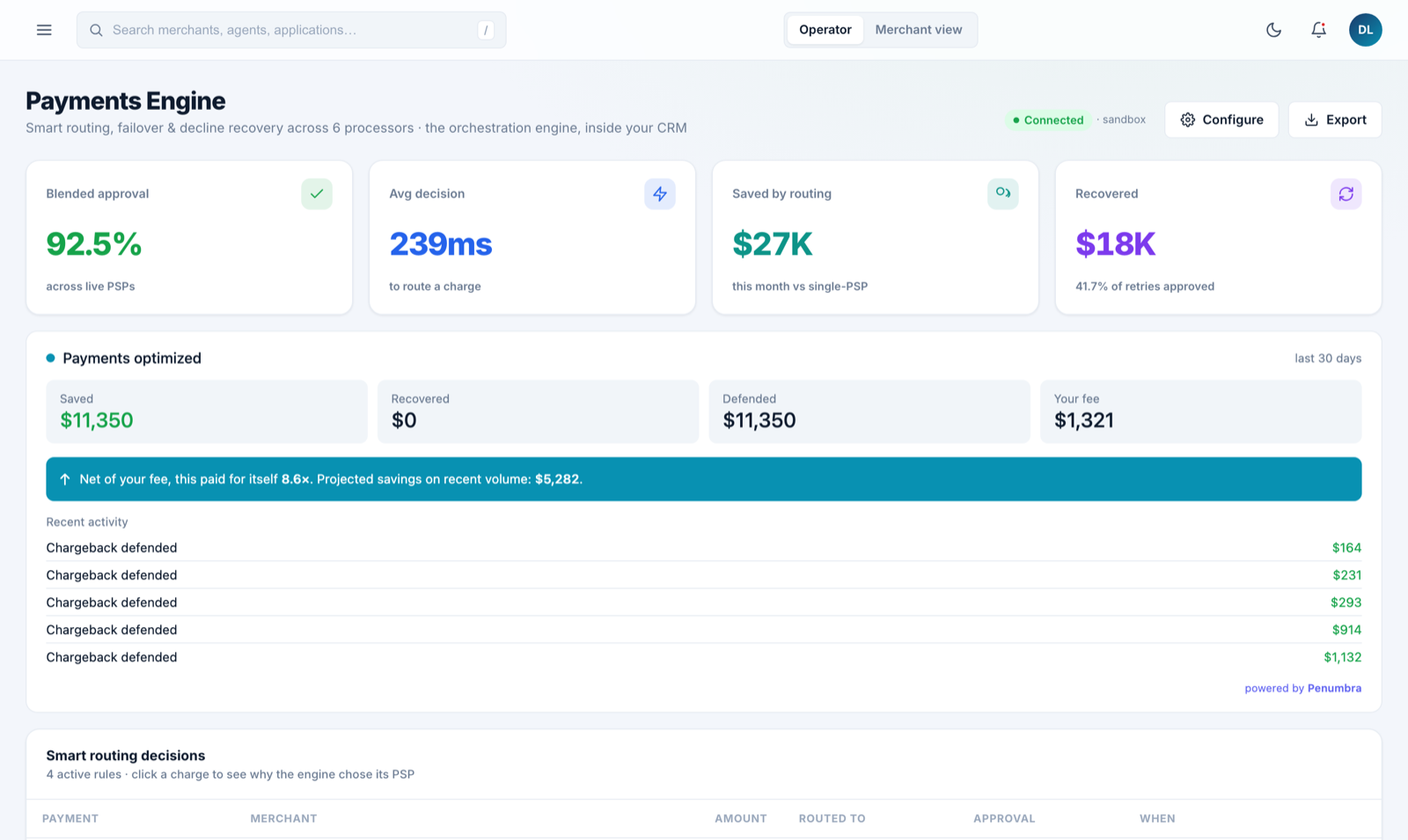 Payments Engine — smart routing and decline recovery