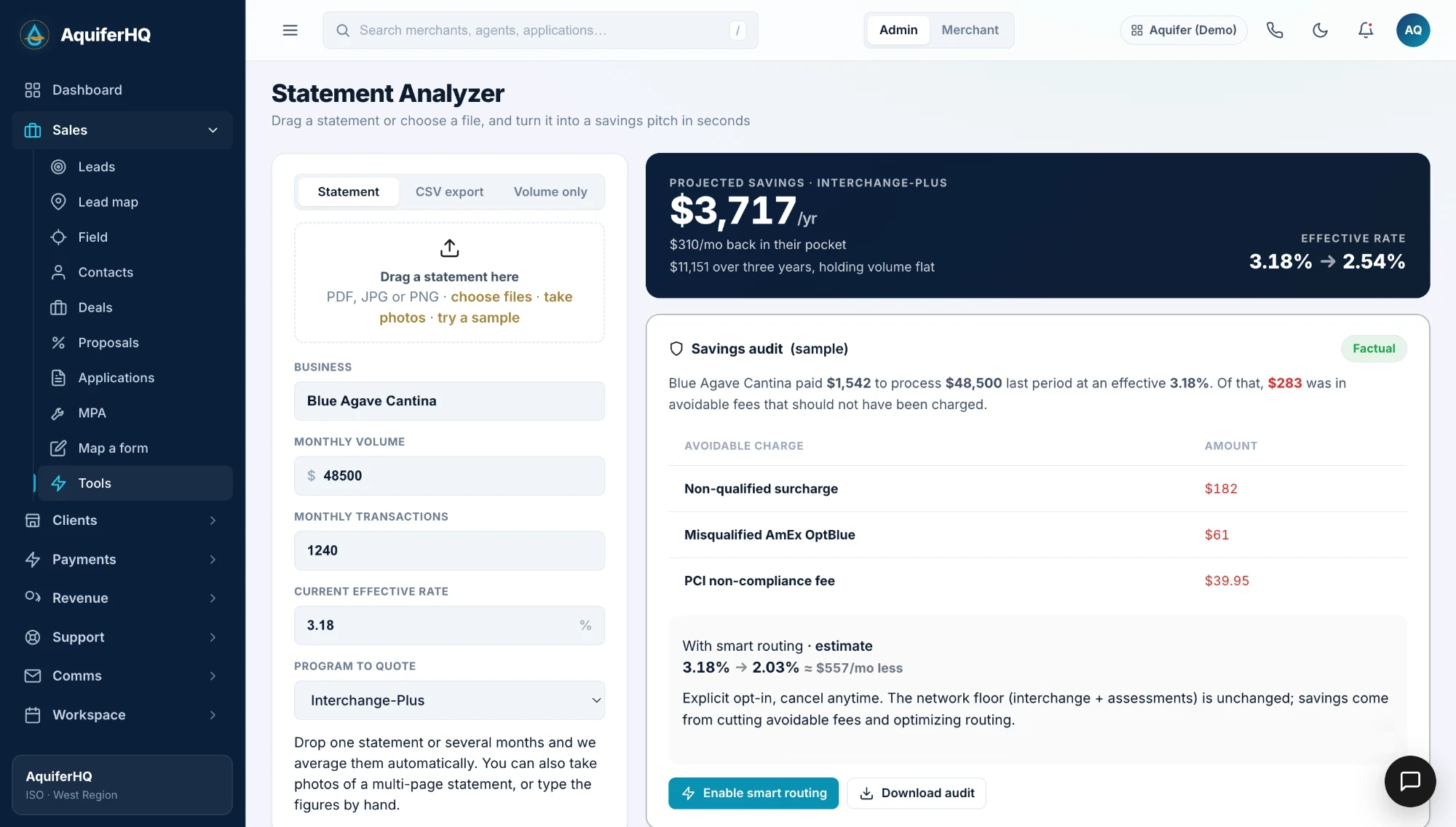 Statement Analyzer in AquiferHQ